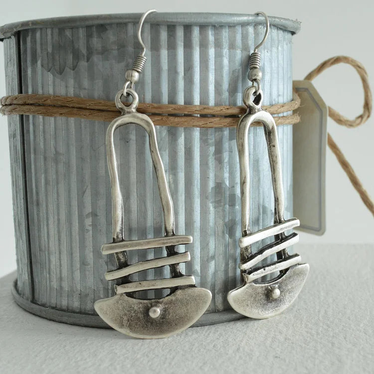 Half Circle Geometric Staircase Earrings