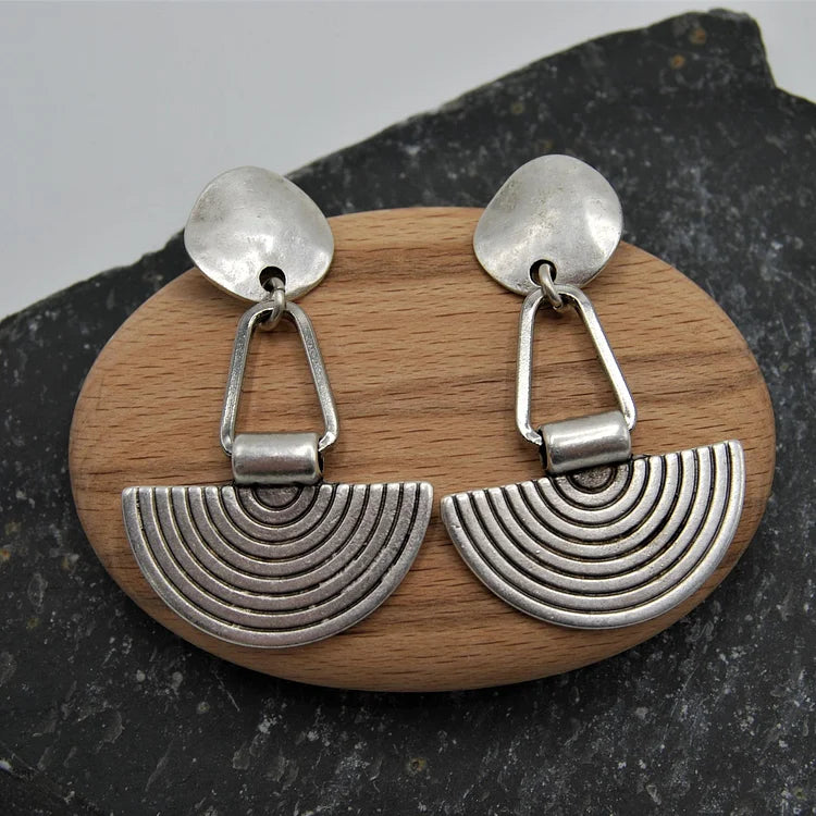 Vintage Silver Semi Circle Earrings