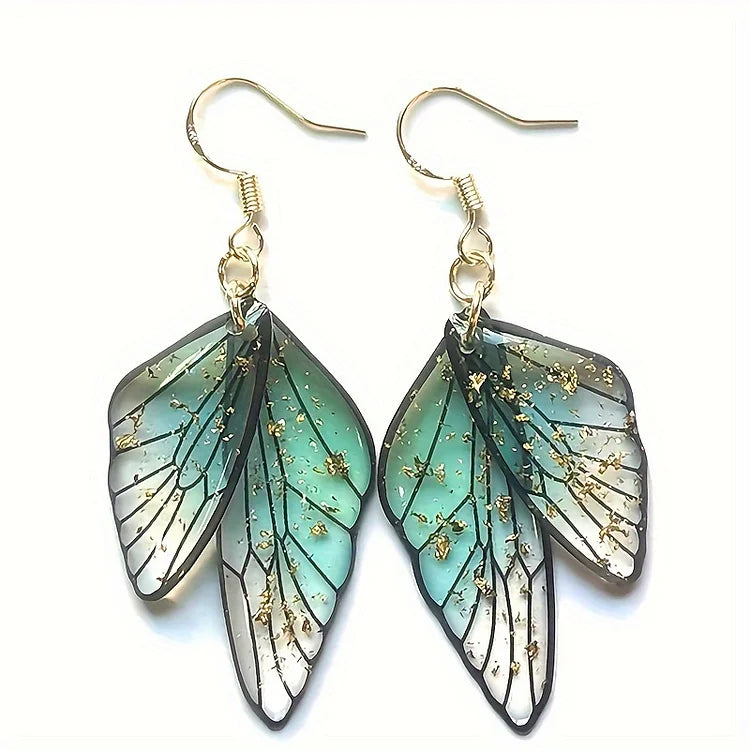 Fashion Transparent Resin Wings Drop Earring