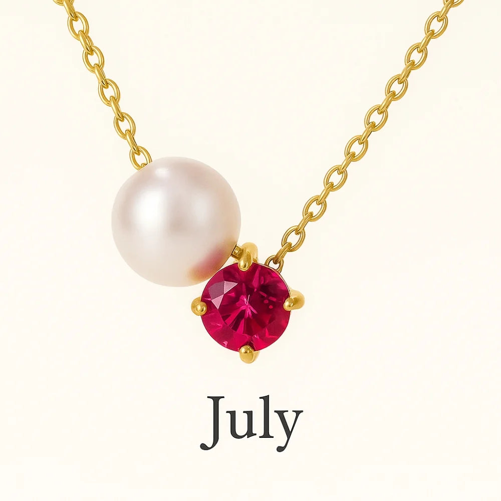 Pearl & Zircon Birthstone Pendant Necklace