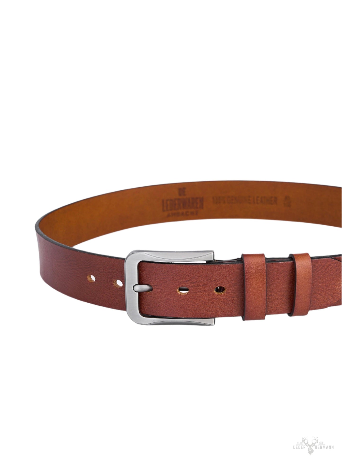 Vintage round leather belt for men