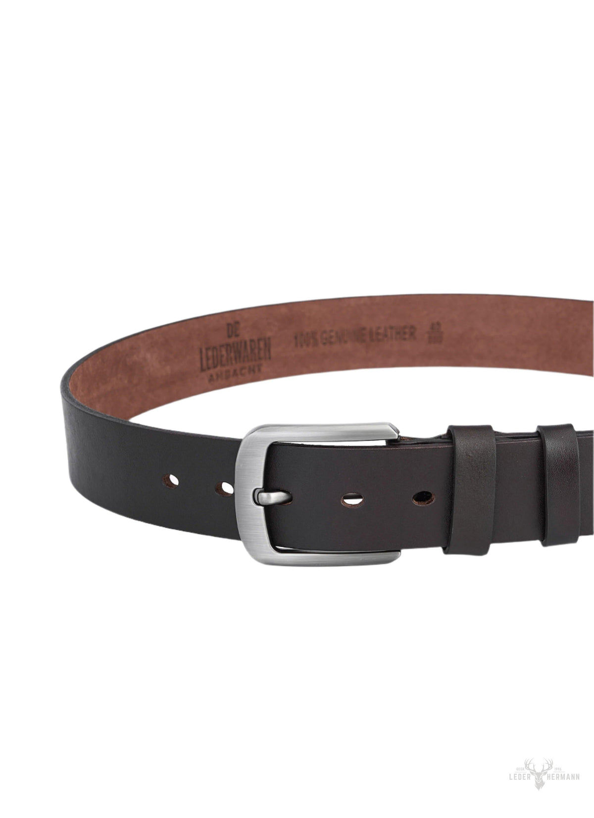 Elegant dark brown round leather men's belt