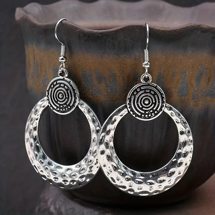 Vintage Ethnic Style Round Hollow Pattern Earrings