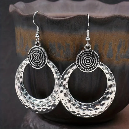 Vintage Ethnic Style Round Hollow Pattern Earrings