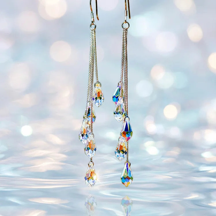 Elegant Long Teardrop Zircon Dangle Earrings