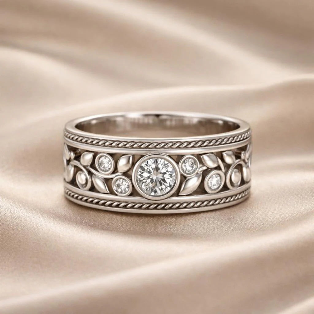 Exquisite White Gold Zirconia Ring