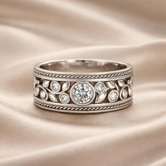 Exquisite White Gold Zirconia Ring