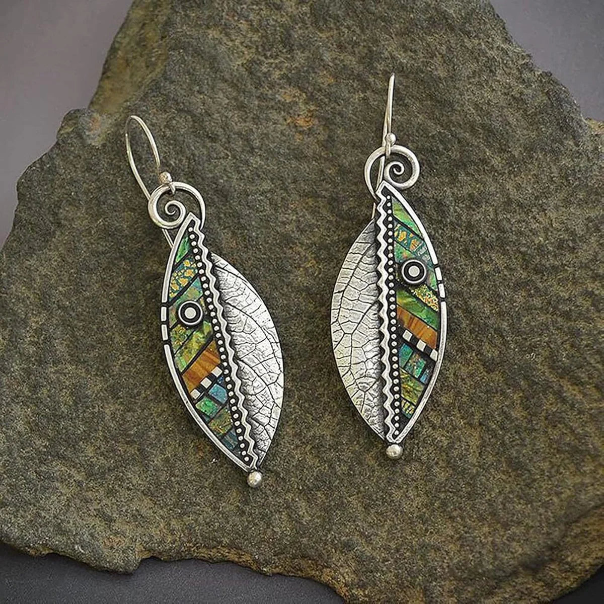 Bohemian Mozaic Leaf Earrings