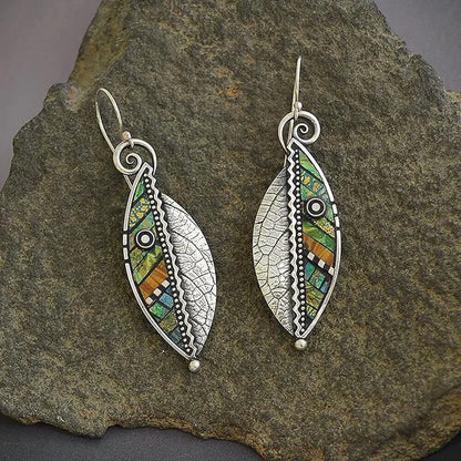 Bohemian Mozaic Leaf Earrings
