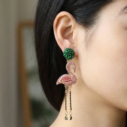 Vintage Flamingo Crystal Earrings