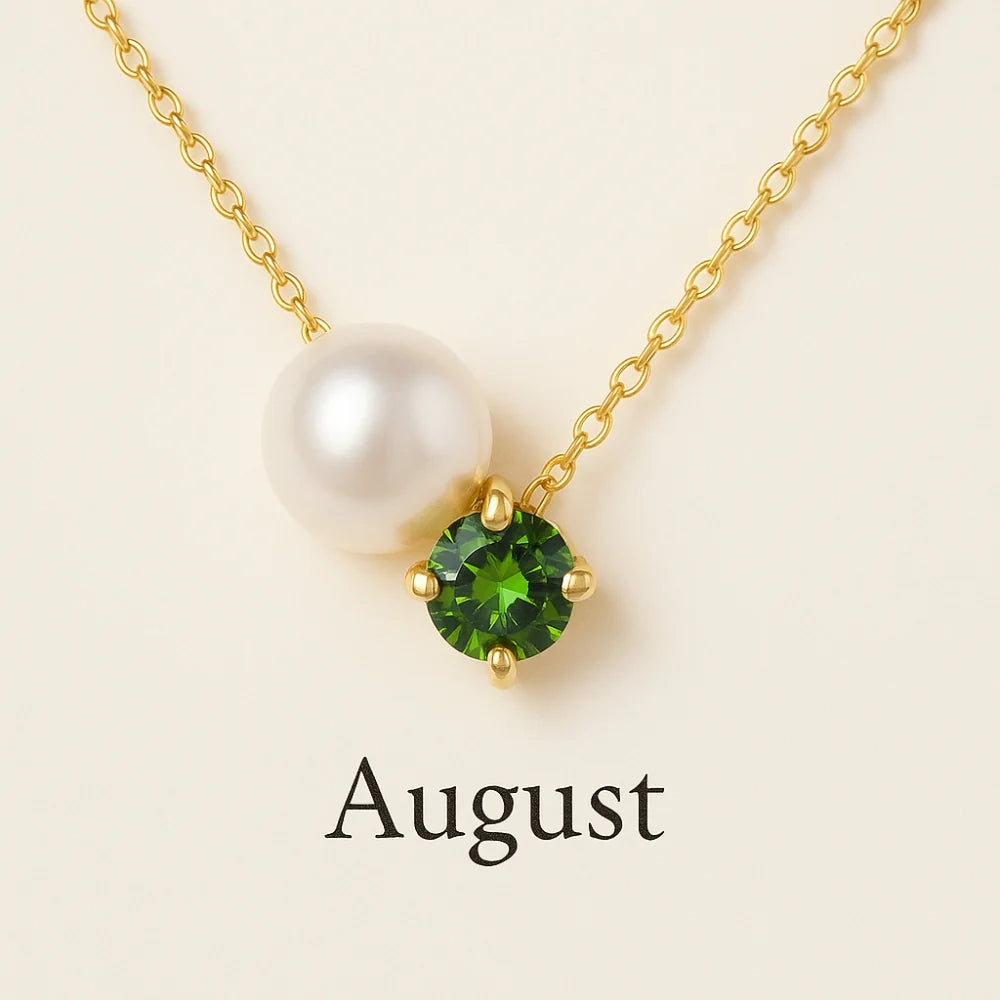 Pearl & Zircon Birthstone Pendant Necklace