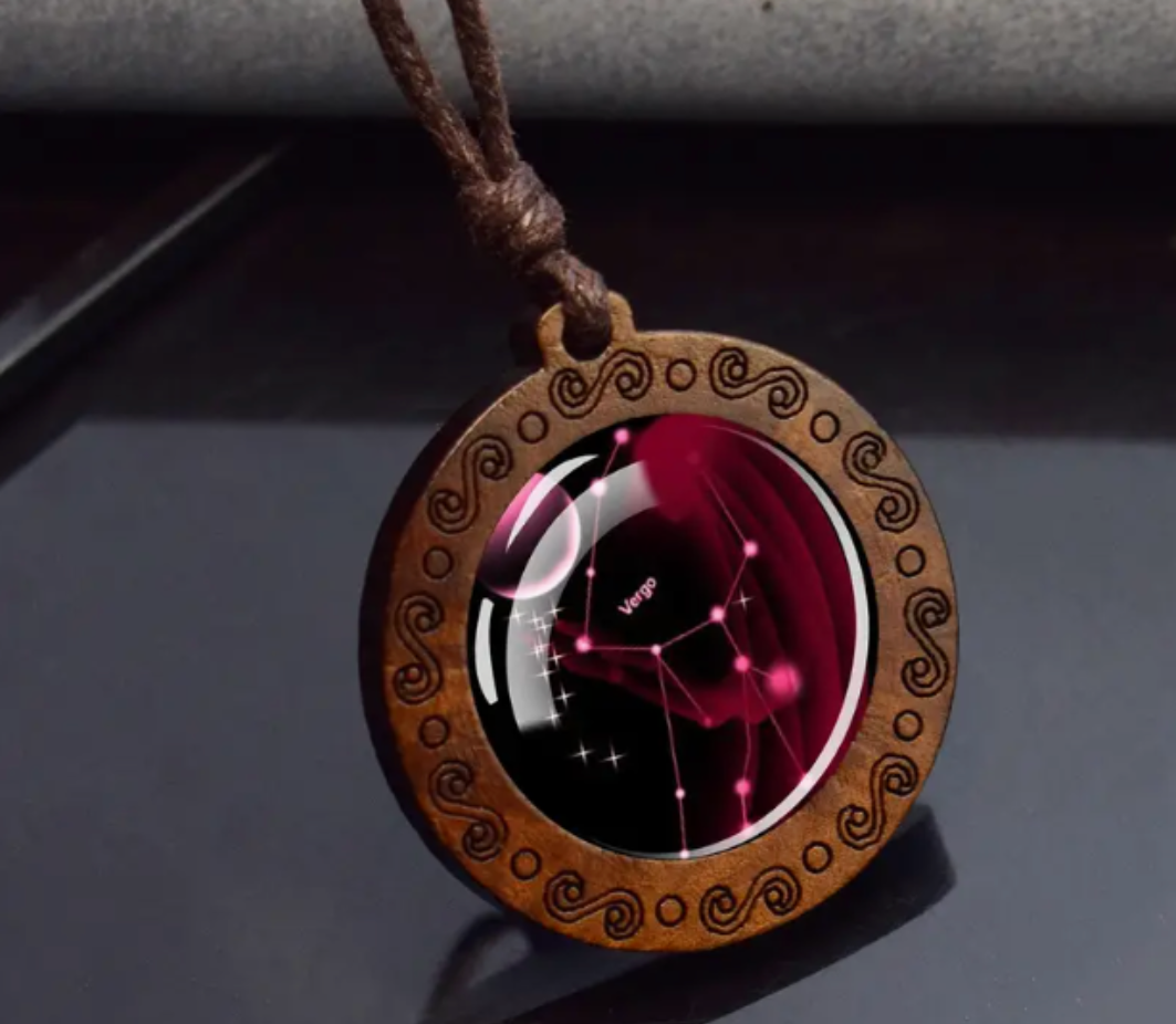 Zodiac sign necklace with more adjustable leather strap