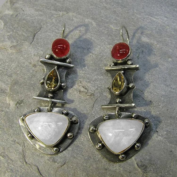 Vintage Water Drop Blue Zircon Earrings
