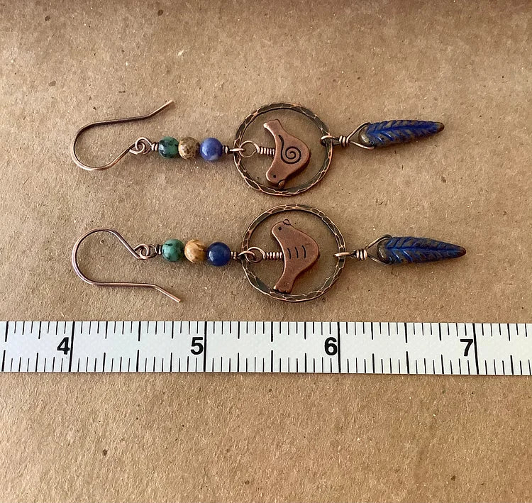 Vintage Bossy Turquoise Bird Earrings