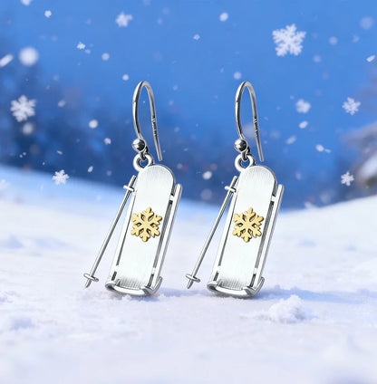 Christmas Snowboard Snow Earrings