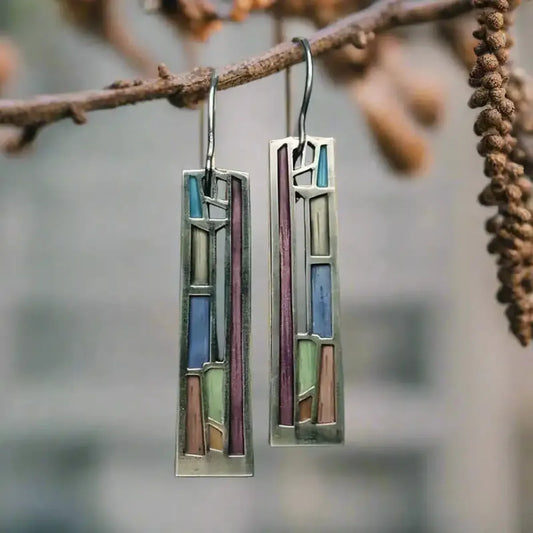 Mozaic Silver Vintage Earrings