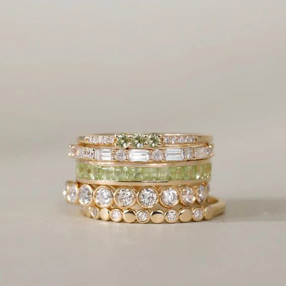 Vintage Golden Zirconia Ring Set