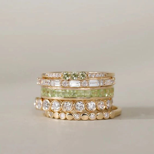 Vintage Golden Zirconia Ring Set