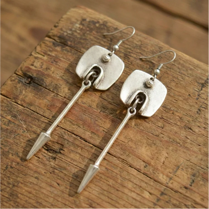 Vintage Geometric Abstract Square Arrow Drop Earrings