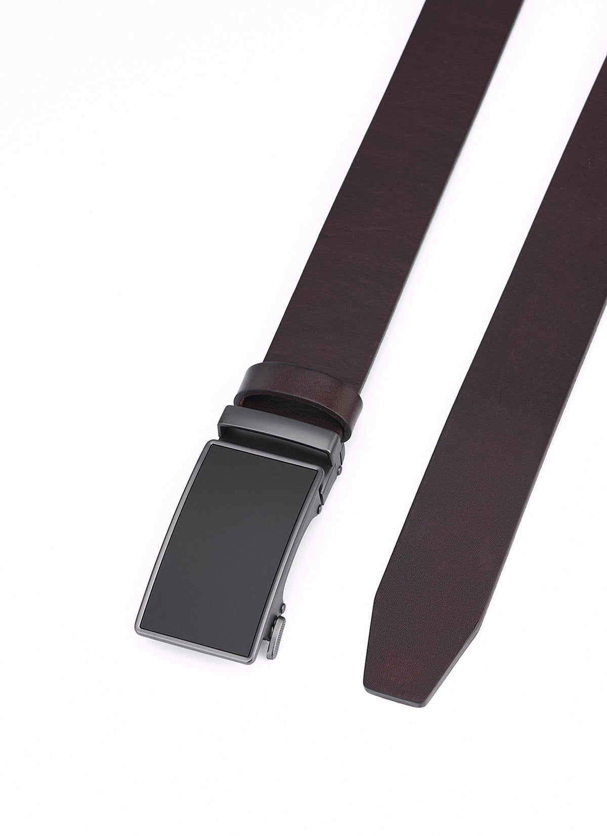 Brown Round Leather Belt with Automatic Closure