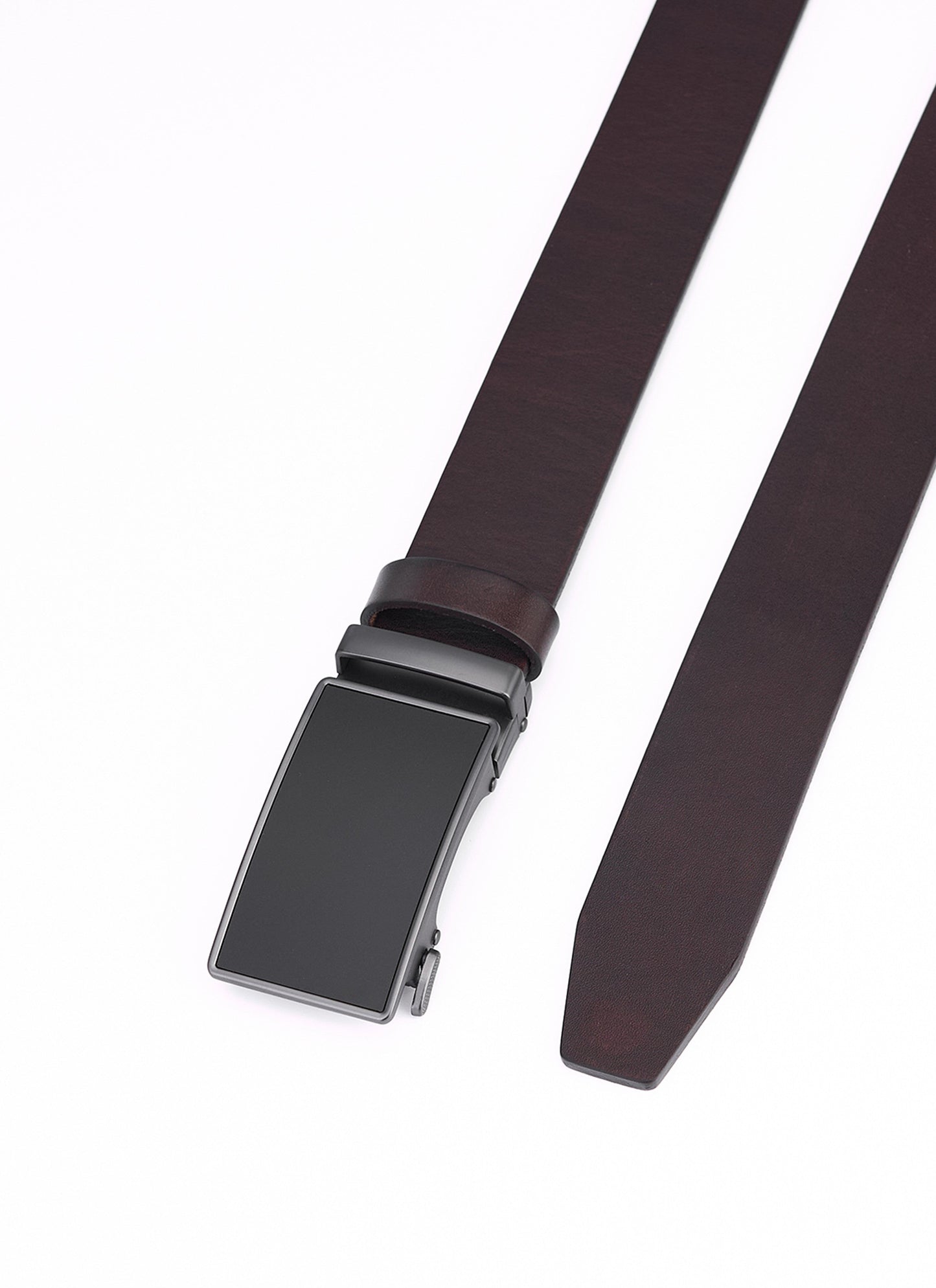 Brown Round Leather Belt with Automatic Closure