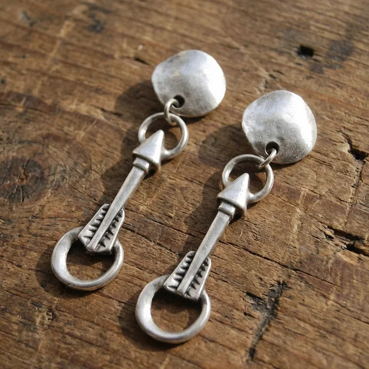 Vintage Antique Silver Arrow Earrings
