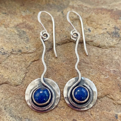 Vintage Blue Stone Silver Earrings