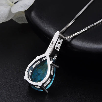 Sterling Silver Water Drop Blue Pendant Necklace