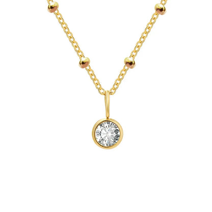 Dainty Birthstone Necklace with Beaded Chain