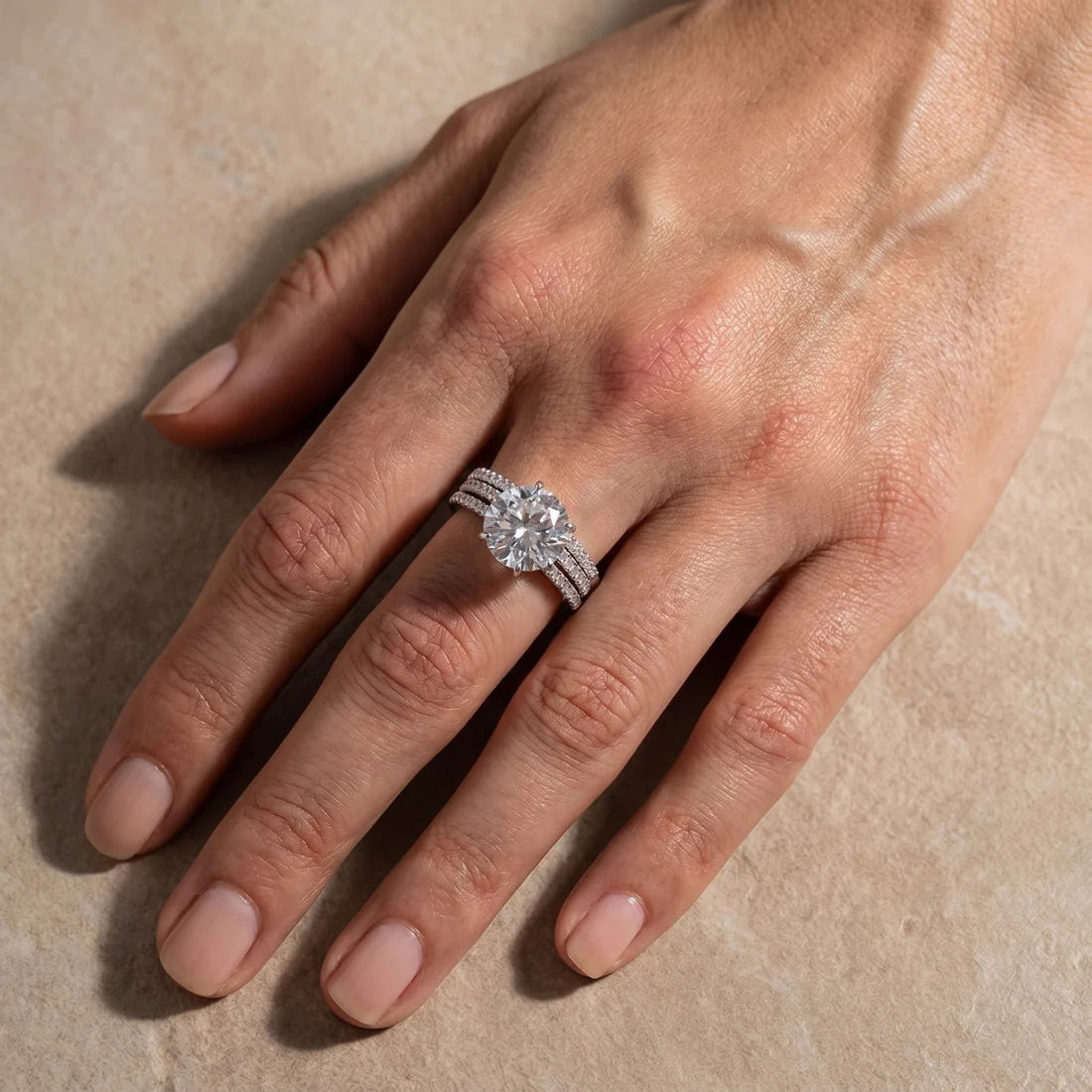 3PC Round Cut Wedding Ring Set