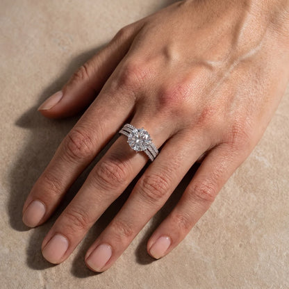 3PC Round Cut Wedding Ring Set