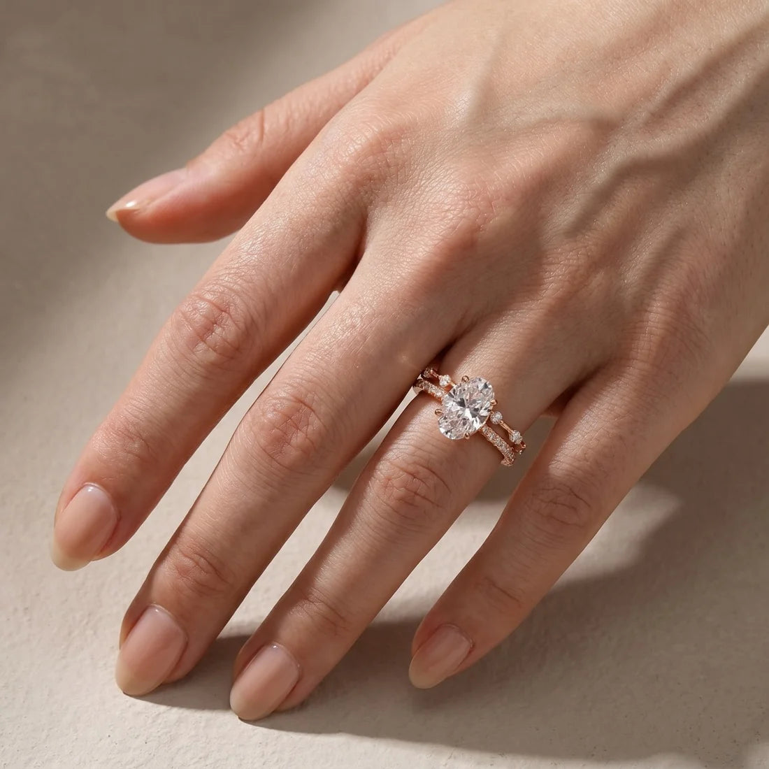 Attractive Oval Cut Bridal Wedding Ring Set