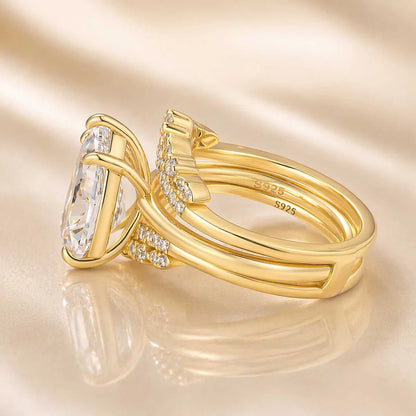 Vintage Pear Cut Wedding Ring Set