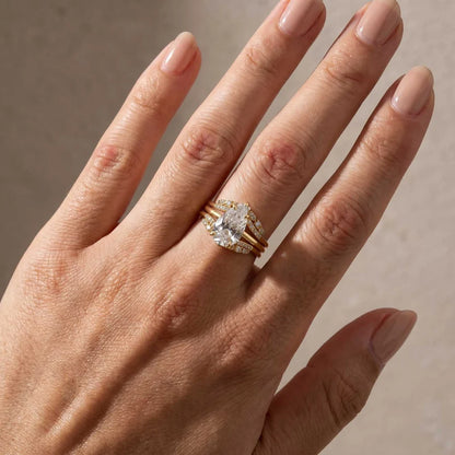 Vintage Pear Cut Wedding Ring Set