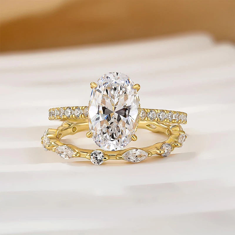 Attractive Oval Cut Bridal Wedding Ring Set