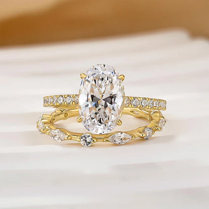 Attractive Oval Cut Bridal Wedding Ring Set