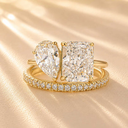 Radiant & Pear Cut Classic Wedding Ring Set
