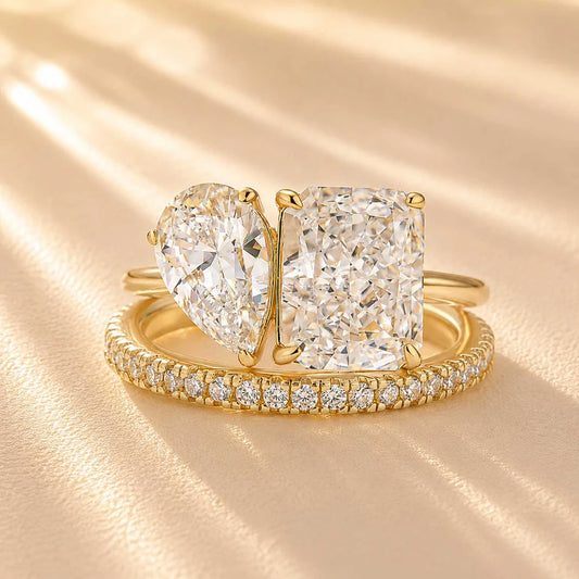 Radiant & Pear Cut Classic Wedding Ring Set