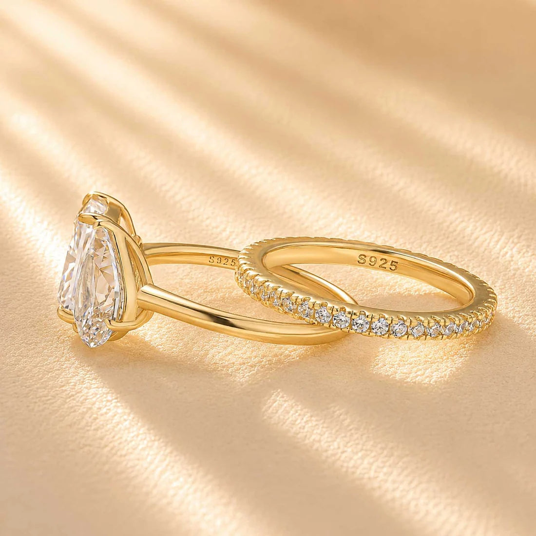 Radiant & Pear Cut Classic Wedding Ring Set