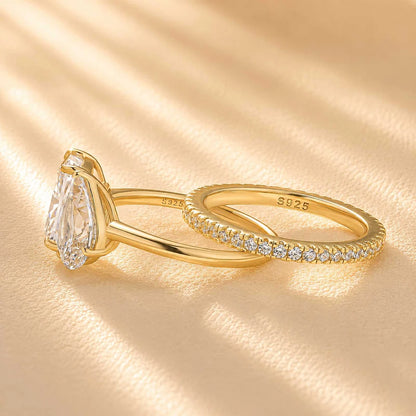 Radiant & Pear Cut Classic Wedding Ring Set