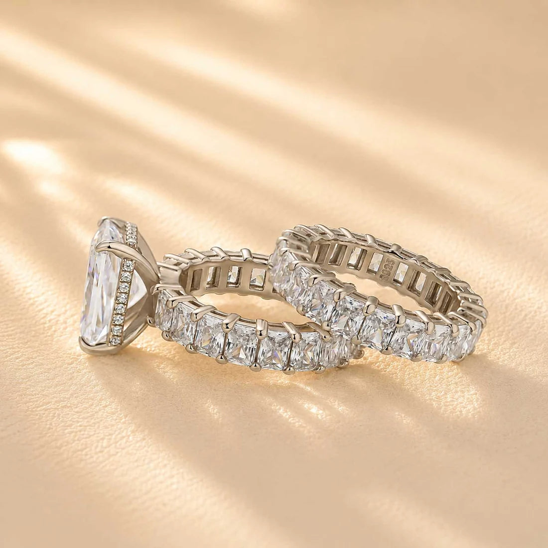 Radiant Cut Engagement Ring Set