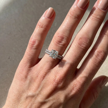 Cushion Cut White Sapphire Wedding Set