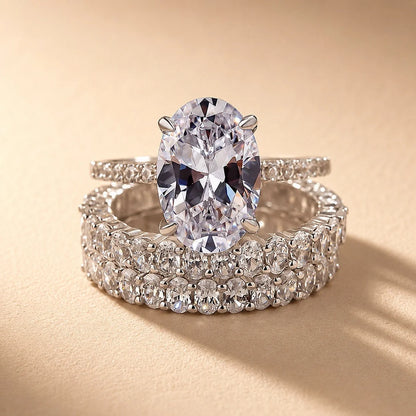 Stunning Oval Cut 3PC Wedding Ring Set
