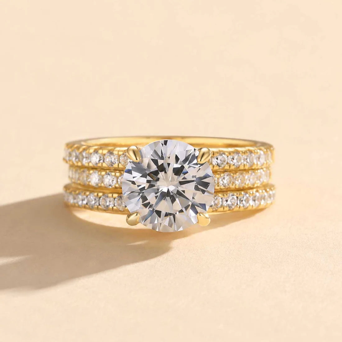 3PC Round Cut Wedding Ring Set