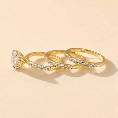 3PC Round Cut Wedding Ring Set