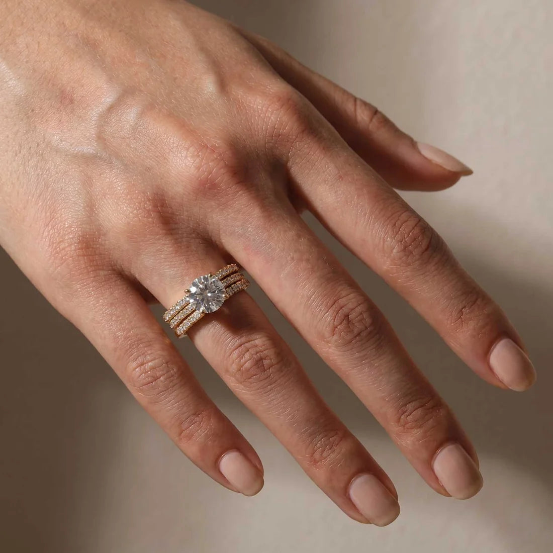 3PC Round Cut Wedding Ring Set