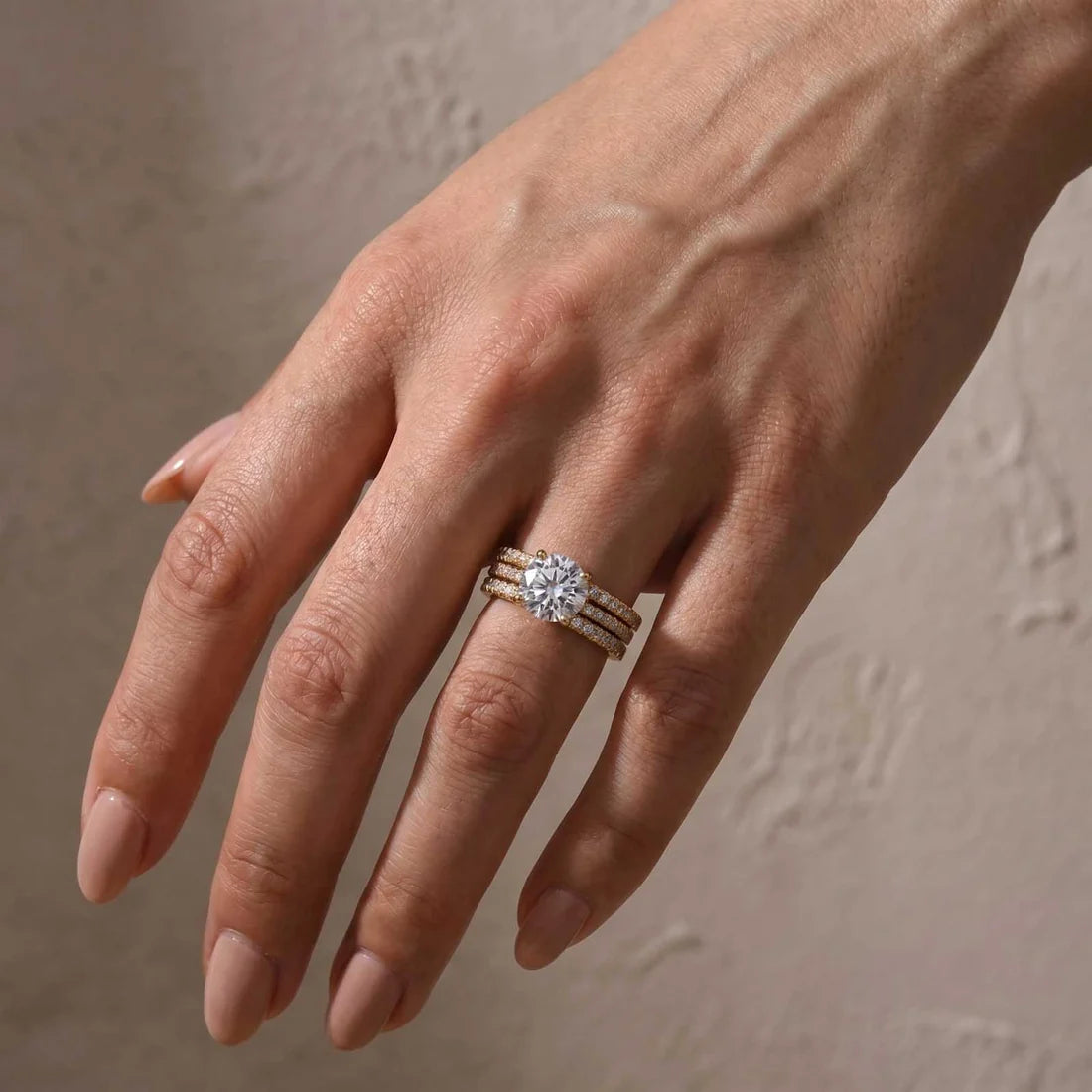 3PC Round Cut Wedding Ring Set