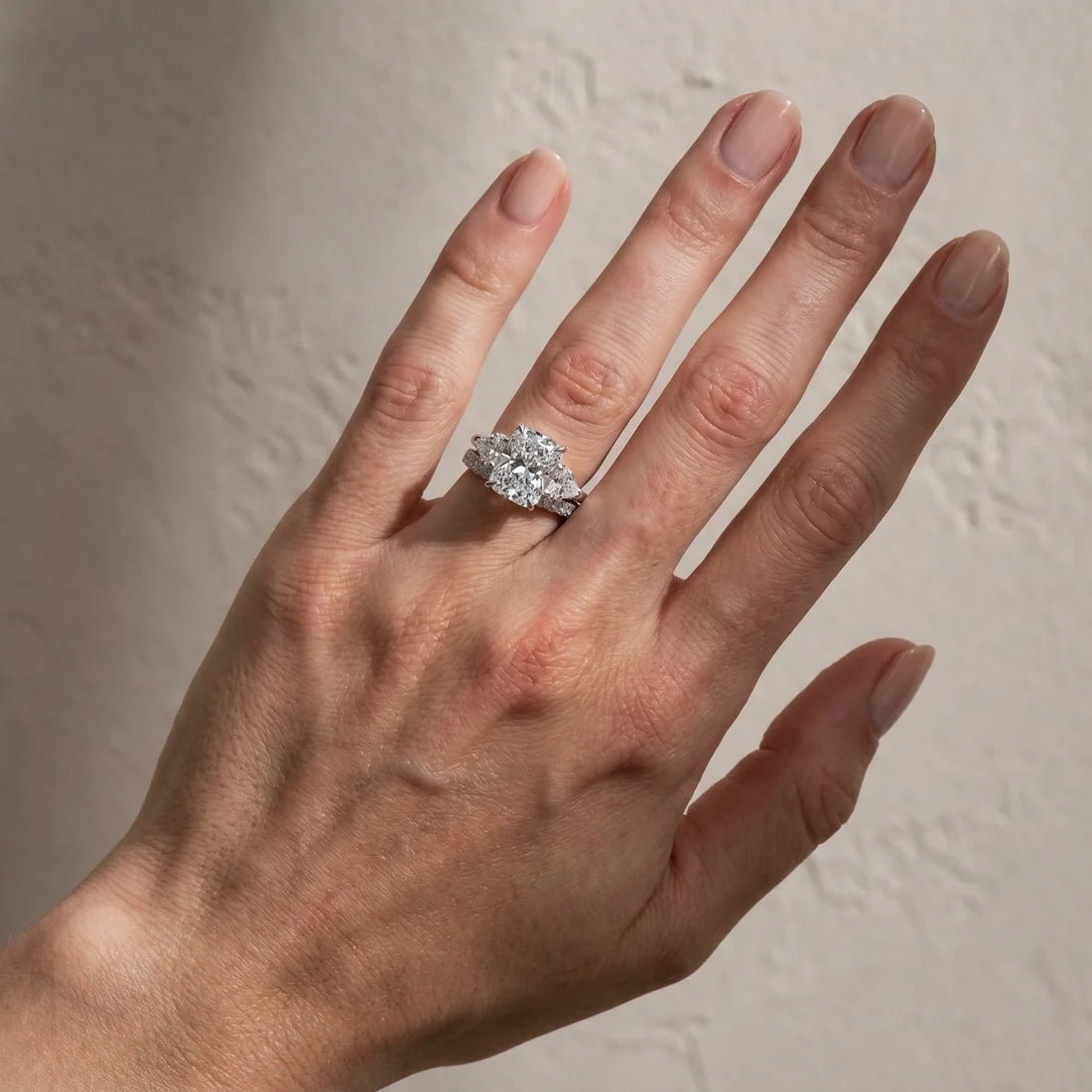 Radiant Cut & Heart Cut Three Stone Wedding Set