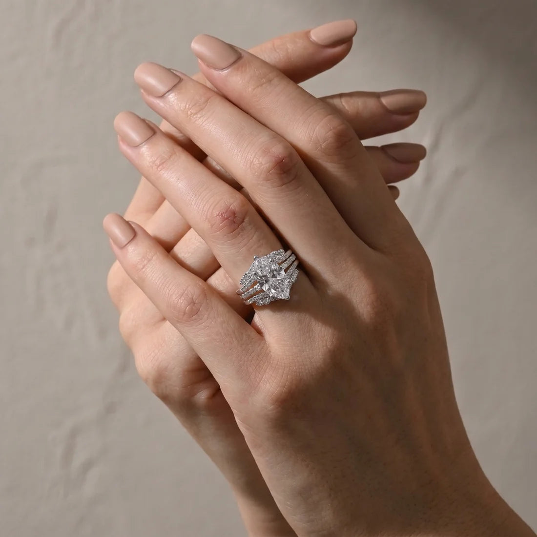 Marquise Cut Insert Wedding Ring Set