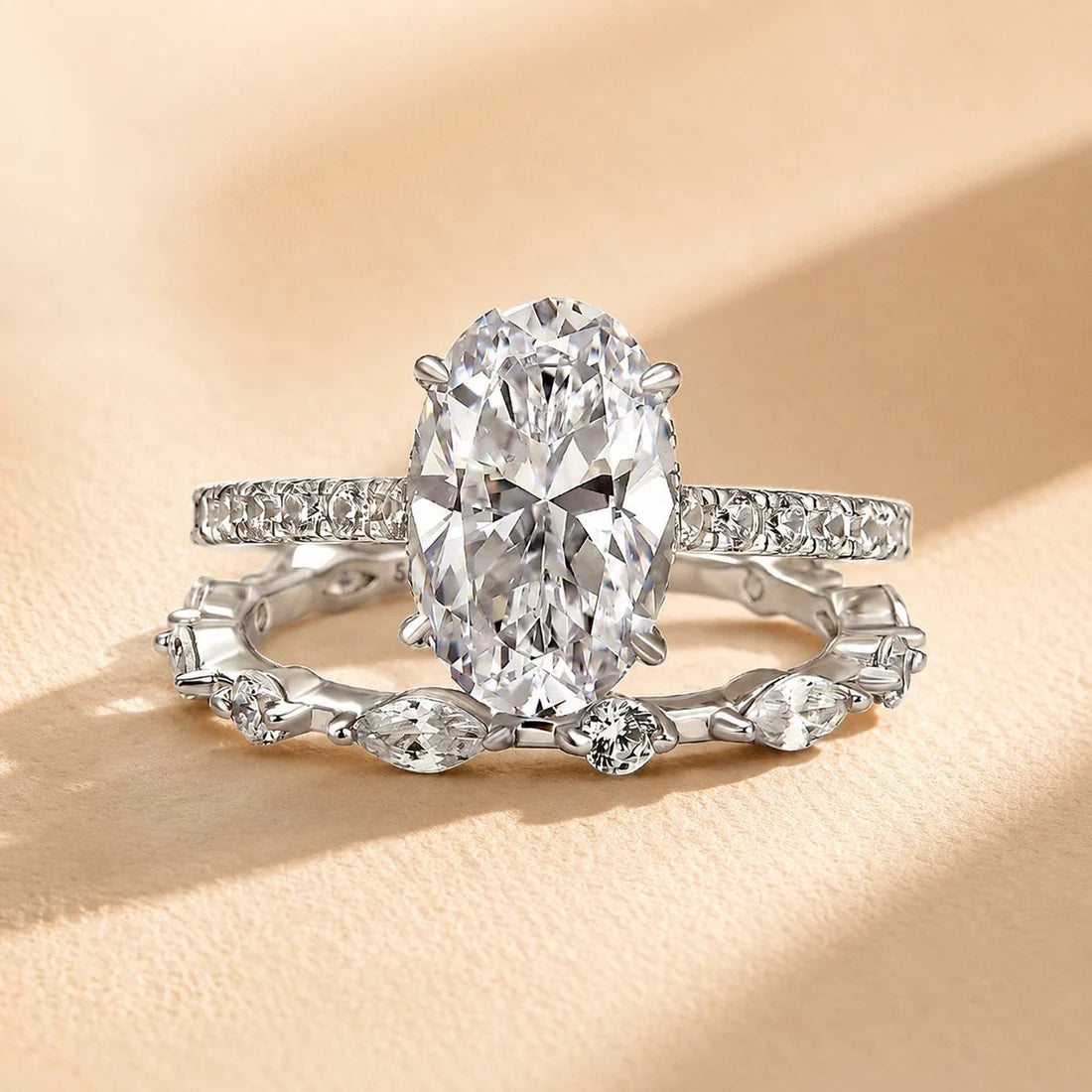 Attractive Oval Cut Bridal Wedding Ring Set